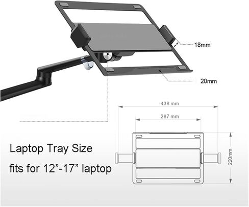 OL-1S PRO Dual Use Alunimum 12-17 Inch Laptop Holder Gas Spring Arm +VESA Monitor Mount Head 75/100 Mm Load 8kgs(Silver) in Saudi Arabia