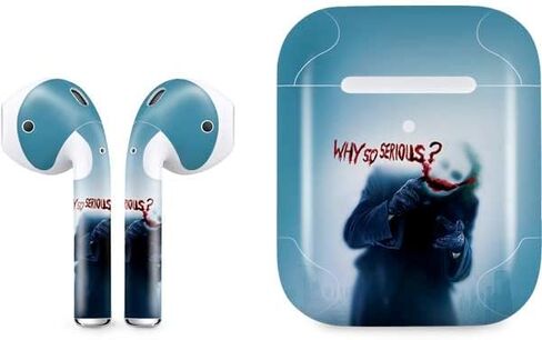Skinit Skinit Audio Audio Skin متوافق مع Apple Airpods 2 - رخصت رسميًا الفارس المظلم لماذا التصميم الجاد جدًا in Saudi Arabia