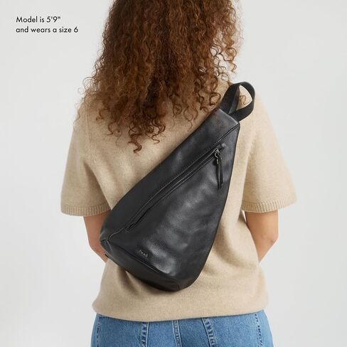 The Sak Geo Sling Backpack in Leather, Convertible Design, Black in Saudi Arabia