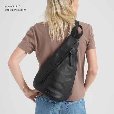 The Sak Geo Sling Backpack in Leather, Convertible Design, Black in Saudi Arabia