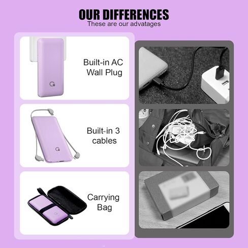 Q 10000mAh Power Bank ، شاحن محمول نحيف ، 4 إخراج حزمة بطارية خارجية مع CALPENT CLOP PLUT MICRO MICRO in Kuwait