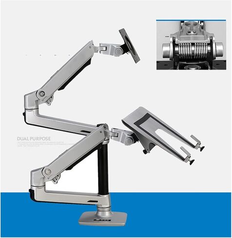 DL-9012LP Clamp Stand Mechanical Spring Table Arm 17-38" LCD Monitor Bracket+17" Notebook Laptop Desktop Holder 3-11kg(450mm Pole Black) in Kuwait