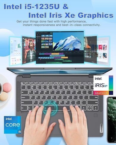Lenovo Flex 5i 2-in-1 Laptop - 14" FHD Touchscreen, Intel 10-Core i5-1235U, 8GB RAM, 512GB SSD + 64GB SD Card, Intel Iris Xe Graphics, Backlit KB, Fingerprint, Win 11 Pro, w/Accessories in Saudi Arabia