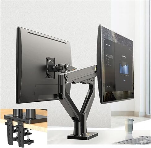 G32 Aluminum Alloy Gas Spring Arm Full Motion 22"-32" Dual LCD LED Monitor Mount Monitor Holder Support Load 3-15 Kgs Each in Saudi Arabia