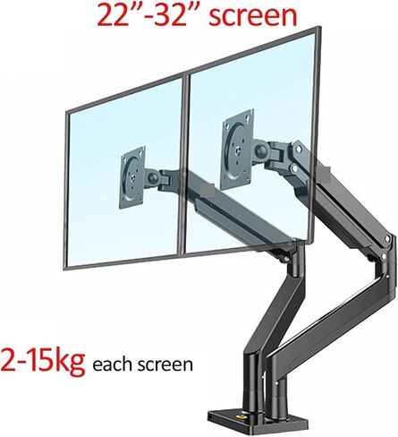 G32 Aluminum Alloy Gas Spring Arm Full Motion 22"-32" Dual LCD LED Monitor Mount Monitor Holder Support Load 3-15 Kgs Each in Saudi Arabia
