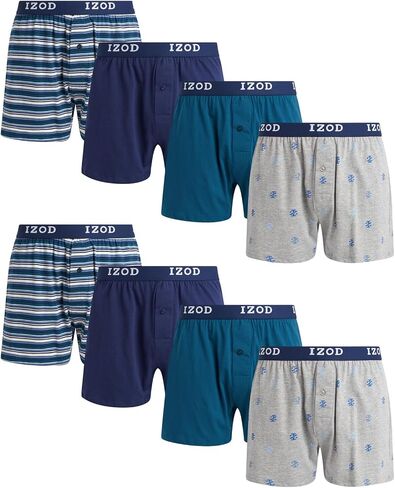 IZOD Men's Underwear - Classic Knit Boxers (8 Pack), Size XX-Large, BlueStripeHeather GreyPrint in Saudi Arabia