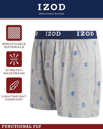 IZOD Men's Underwear - Classic Knit Boxers (8 Pack), Size XX-Large, BlueStripeHeather GreyPrint in Saudi Arabia