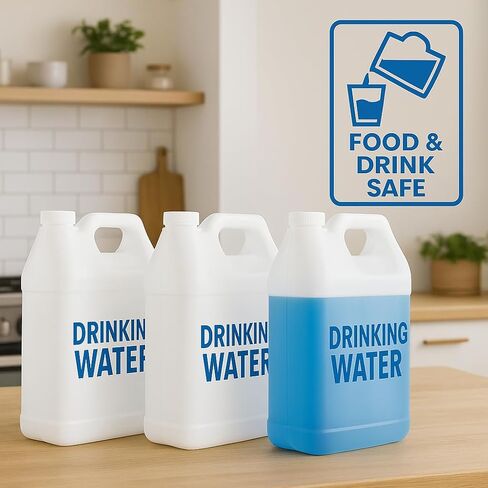 kitchentoolz 1 Gallon F-Style HDPE Jug with Secure Seal Lid - Heavy-Duty Storage Bottle, Automotive Fluid Oil, Chemical & Water Transport Container - Pack of 4 in Kuwait