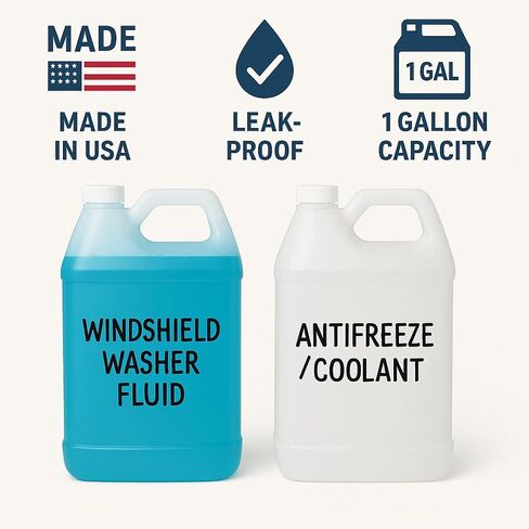 kitchentoolz 1 Gallon F-Style HDPE Jug with Secure Seal Lid - Heavy-Duty Storage Bottle, Automotive Fluid Oil, Chemical & Water Transport Container - Pack of 4 in Kuwait
