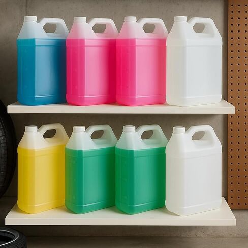 kitchentoolz 1 Gallon F-Style HDPE Jug with Secure Seal Lid - Heavy-Duty Storage Bottle, Automotive Fluid Oil, Chemical & Water Transport Container - Pack of 4 in Kuwait