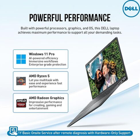 Dell Inspiron 15 3535 Laptop Computer, 15.6'' FHD Touchscreen Laptop, AMD Ryzen 5 7530U(Beat i7-11600H), 32GB RAM, 1TB SSD, Windows 11 Pro, Office 365, HDMI, WiFi 5, Carbon Black in Saudi Arabia