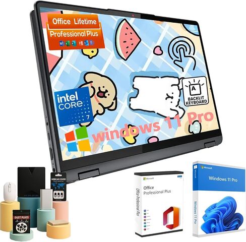 Lenovo Flex 5i 2-in-1 Laptop • 14 "شاشة تعمل باللمس (1920 × 1200) • HD كامل • W/Office LifeTime & Accessories • Intel I5-1235U • Photeprint • Backlit KB • Intel Graphics • Win 11 Pro • 8GB RAM • 2TB SSD in Saudi Arabia