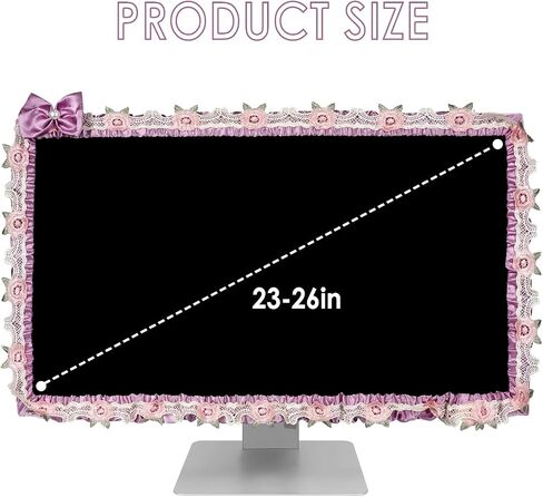 2 Pcs 23''-26'' Cute Computer Monitor Cover with Bow Tie, Lovely Computer Accessories with Lace Design, Monitor Dust Cover Protector (Pink) in Saudi Arabia
