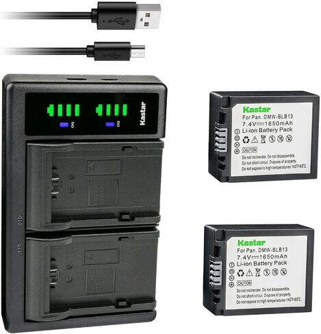 Kastar 2-Pack DMW-BLB13 Battery and LTD2 USB Charger Replacement for Panasonic Lumix DMC-GF1 DMC-GF1C DMC-GF1CGK DMC-GF1K DMC-GF1EG DMC-GF1GH Camera, DMW-BLB13, DMW-BLB13E, DMW-BLB13GK, DMW-BLB13PP in Saudi Arabia