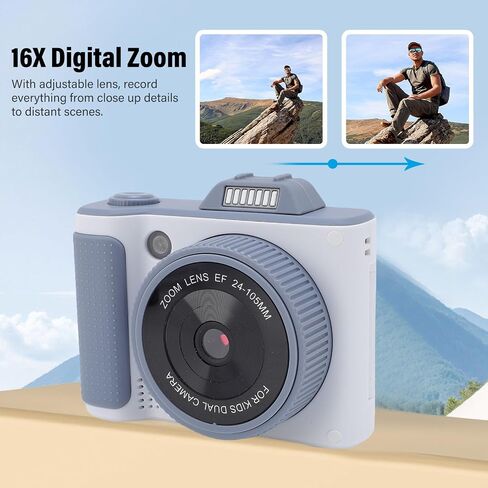 Diyeeni Digital Camera, 66MP 2.5K Video Recording, 16x Zoom, 2.4 Inch Flip Screen, Selfie Camera with LED Fill Light, Various Filters Effects, up to 32GB Memory Card (32G Memory Card) in Saudi Arabia
