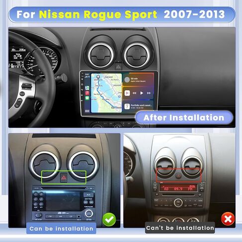 Hikity for Nissan Rogue Sport 2007-2013 Android 13 Car Stereo with Wireless Carplay, 8 Core 4+64GB 9 Inch IPS Touchscreen Car Radio 59UI GPS Navigation WiFi 32EQ DSP Backup Camrea in Saudi Arabia