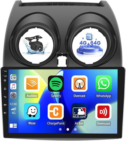 Hikity for Nissan Rogue Sport 2007-2013 Android 13 Car Stereo with Wireless Carplay, 8 Core 4+64GB 9 Inch IPS Touchscreen Car Radio 59UI GPS Navigation WiFi 32EQ DSP Backup Camrea in Saudi Arabia