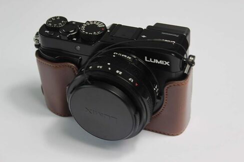حالة LX100 II ، Bolinus Handmade Pu Leather Half Camera Case Cover Version Version for Panasonic Lumix DC-LX100 II مع حزام اليد (القهوة) in Saudi Arabia