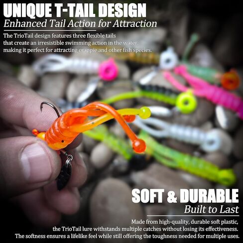 Crappie Lures Jigs Heads Kit, 110 Pcs Underspin Fishing Jig Heads Hooks Lures Swimbait with Crappie Baits Soft Plastic Split Tail Grub Shad Minnow for Freshwater Saltwater Bass Trout Walleye in Kuwait