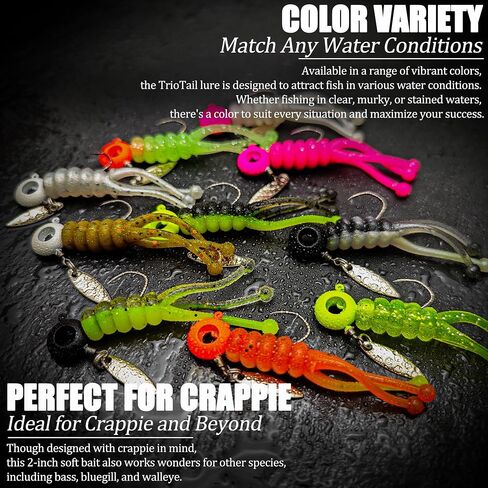 Crappie Lures Jigs Heads Kit, 110 Pcs Underspin Fishing Jig Heads Hooks Lures Swimbait with Crappie Baits Soft Plastic Split Tail Grub Shad Minnow for Freshwater Saltwater Bass Trout Walleye in Kuwait