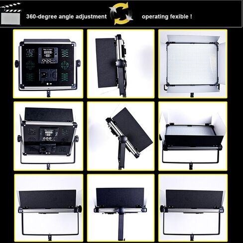 Dimmable Bi-color LED Video Light D-2000II Barndoors and Carrying Case for Studio Youtube Video Photography Lighting, Durable Metal Frame, 1724 LED Beads3200K-5500K, CRI 96+, DMX512 Compatible in Kuwait