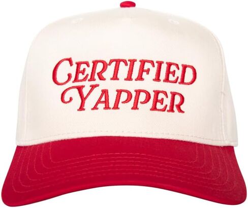 KATYDID Certified Yapper Vintage Hat - Two-Toned Funny Trucker Hat - Embroidered Vintage Baseball Cap for Women - Snapback in Kuwait