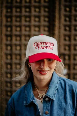 KATYDID Certified Yapper Vintage Hat - Two-Toned Funny Trucker Hat - Embroidered Vintage Baseball Cap for Women - Snapback in Kuwait