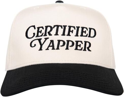 KATYDID Certified Yapper Vintage Hat - Two-Toned Funny Trucker Hat - Embroidered Vintage Baseball Cap for Women - Snapback in Kuwait