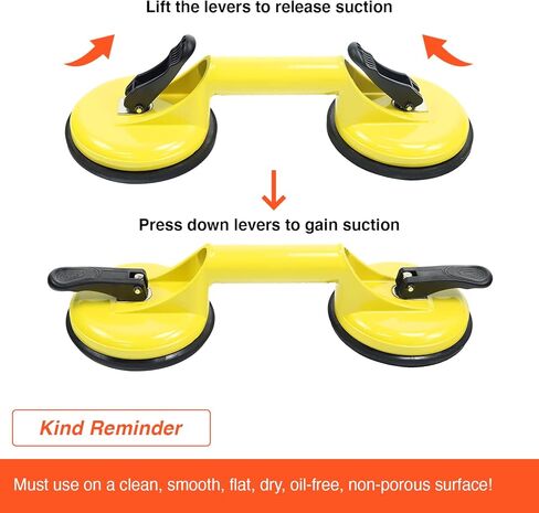 Suction Cups Heavy Duty Aluminum Vacuum Plate Handle Glass Holder Hooks to Lift Large Glass/Tile Lifter/Moving Glass/Pad for Lifting/Dent Puller (2 Pack) in Saudi Arabia