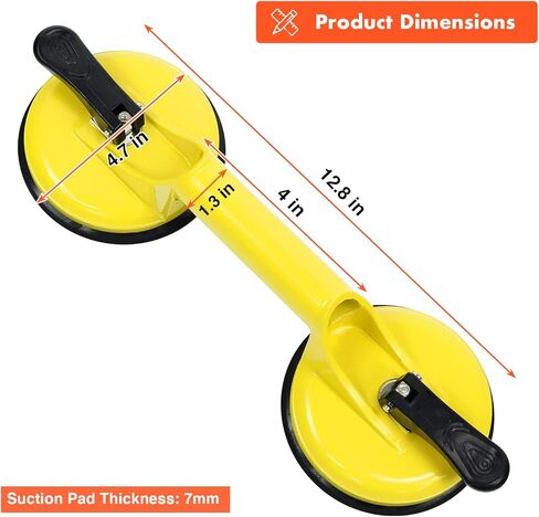 Suction Cups Heavy Duty Aluminum Vacuum Plate Handle Glass Holder Hooks to Lift Large Glass/Tile Lifter/Moving Glass/Pad for Lifting/Dent Puller (2 Pack) in Saudi Arabia