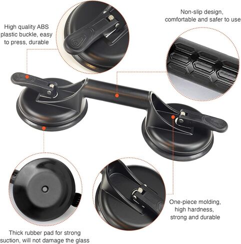 Suction Cups Heavy Duty Aluminum Vacuum Plate Handle Glass Holder Hooks to Lift Large Glass/Tile Lifter/Moving Glass/Pad for Lifting/Dent Puller (2 Pack) in Kuwait