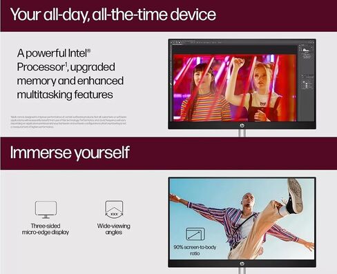 HP 27 All in One Desktop Computer ، 27 "FHD Touchscreen ، Intel Ultra 7 155U ، 64 GB DDR5 ، 4 TB SSD ، Intel Irisx Graphics ، Andable Angle ، Wi-Fi 6 ، Windows 11 Pro ، ترخيص عمر المكتب مع الإكسسوارات in Kuwait