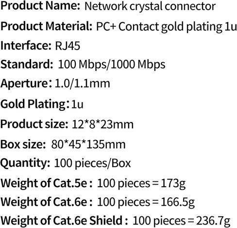 100pcs/box Quality - موصلات قابس Cat5e RJ45 المؤكدة لكابلات Ethernet (Cat.6e -Shield) in Kuwait