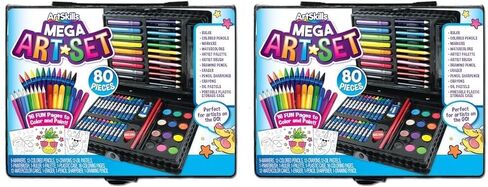 ArtSkills Mega Art Set, Arts and Crafts Supplies, Includes Colored Pencils, Stencil Letters, Markers, Watercolor Paint, Crayons, 80 Pieces in Saudi Arabia