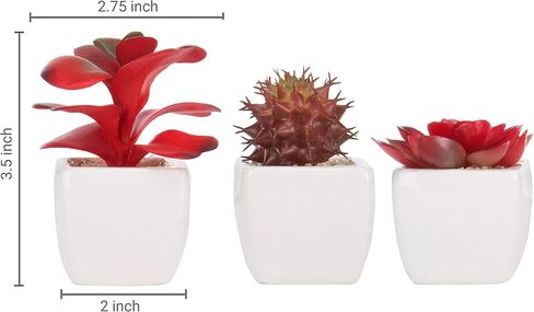 MyGift Mini Assorted Artificial Succulent, Indoor Fake House Plants in Geometric Ceramic Pots, Set of 6 in Saudi Arabia
