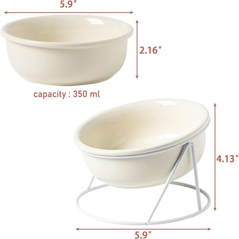 Ceramic Cat Food Bowl, Slanted Elevated Cat Bowl Prevent Backflow, Tilted Raised Cat Dog Bowls, Pet Supplies for Cat Dog(600ML,Dark Green) in Kuwait