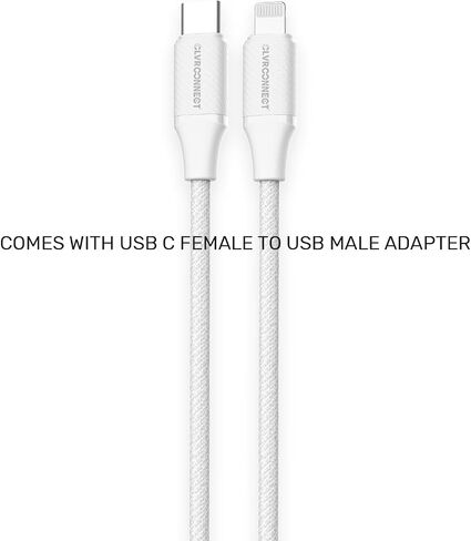 Type-C إلى Cable Cable 3.3ft | كابل الشحن السريع للهاتف المحمول متوافق مع الهواتف | أبيض in Kuwait