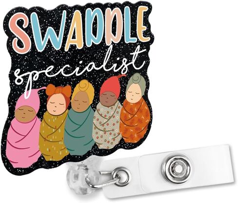 I Love Tiny Humans Retractable Glitter Badge Reel with Alligator Clip, Cute Badge Holder Gift for Neonatal NICU L&D Midwife Maternity Postpartum Pediatric Doctor Nurse Obstetrics Gynecologist in Kuwait