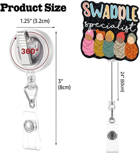 I Love Tiny Humans Retractable Glitter Badge Reel with Alligator Clip, Cute Badge Holder Gift for Neonatal NICU L&D Midwife Maternity Postpartum Pediatric Doctor Nurse Obstetrics Gynecologist in Kuwait