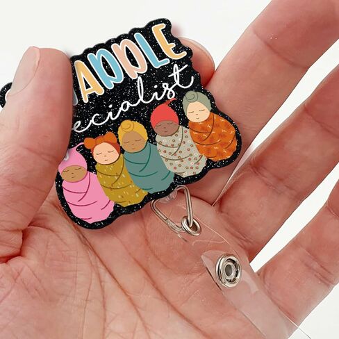 I Love Tiny Humans Retractable Glitter Badge Reel with Alligator Clip, Cute Badge Holder Gift for Neonatal NICU L&D Midwife Maternity Postpartum Pediatric Doctor Nurse Obstetrics Gynecologist in Kuwait