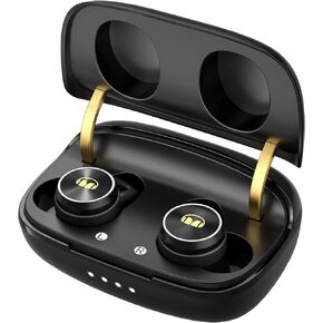Monster Clarity 101Plus AirLinks Wireless Earbuds, Bluetooth 5.0 in-Ear Headphones with Charging Case, Stereo Earphones Deep Bass Sound, Built-in Mic, Clear Call, Water Resistant Design for Sports.