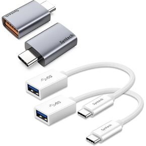 Syntech USB C to USB 3.2 Adapter (2 Pack), 10Gbps USB 3.2 Gen 2 Fit Side by Side & USB C to USB Adapter (2 Pack)-White