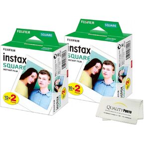 Fujifilm Instax Square Instant Film - 40 Exposures - for use with The Fujifilm Instax Square Instant Camera + Quality Photo Microfiber Cloth (40)