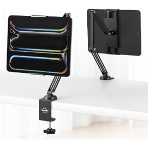 Tablet Stand for ipad, Aluminum Alloy Foldable Tablet Arm Mount, ipad Holder for Desk Compatible with ipad Pro Air Mini, Samsung Galaxy Tab, Portable Monitor Stand 5.1-9.8'' Adjustable