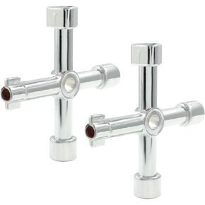 2PCS 4-Way Multi-functional Utilities Key, Universal Water Cross Key, Triangle Round Square Key for Water Valve Faucet Gas Spigots(Silver)