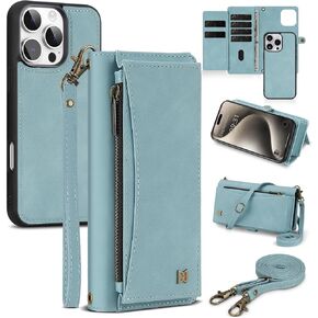 Wallet Case for iPhone 15 Pro Max with Card Holder/Crossbody Wallet/Strap,[RFID Blocking][Magnetic] PU Leather Shockproof Protective Cover iPhone 15 Pro Max Phone Case,6.7 in,Blue