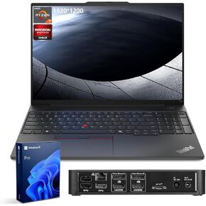 Lenovo ThinkPad E16 Gen 2 Business Laptop, 16" FHD+ Display, AMD Ryzen 7 7735U, 32GB DDR5 RAM, 1TB SSD, Fingerprint, Backlit, Wi-Fi 6, Windows 11 Pro, Bundle with Targus USB-C 100W Docking Station