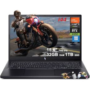 acer Nitro V 15 Gaming Laptop 15.6" FHD IPS 144Hz AMD 6-core Ryzen 5 7535HS 16GB DDR5 1TB SSD GeForce RTX 4050 Backlit USB-C Win11Pro w/ICP Accessory