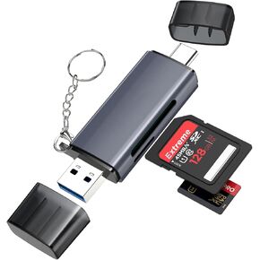 2-في 1 نقل عالية السرعة نقل بطاقة الذاكرة قارئ فتحات فتحات المزدوجة لأجهزة USB 3.0 و USB C متوافقة مع بطاقات SD و TF المختلفة ، ودعم وظيفة OTG