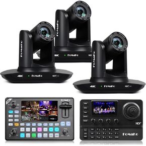 FoMaKo 4K PTZ Camera HDMI NDI AI Auto-Tracking Gen 3, 20X Optical Zoom, for Real-time Collaboration of Video Conferencing and Remote Monitoring Live Streaming.(K20UH NDIX4+KC602+KC606N)